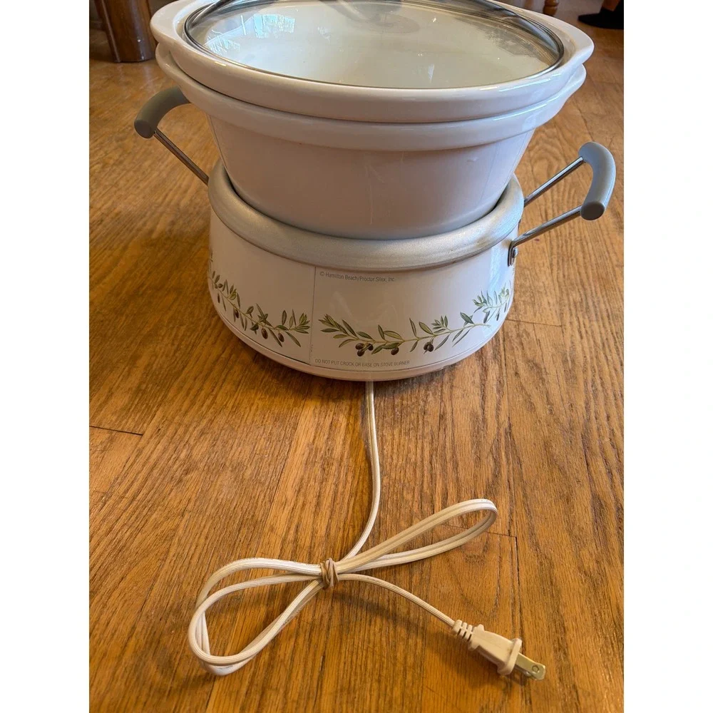Hamilton Beach 3-in-1 Slow Cooker 4 6 Qt W/ Lid Missing 2 Qt White Olive Branch